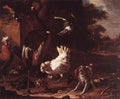 Hondecoeter Melchior D Birds And Spaniel In Garden A4 Photo Print