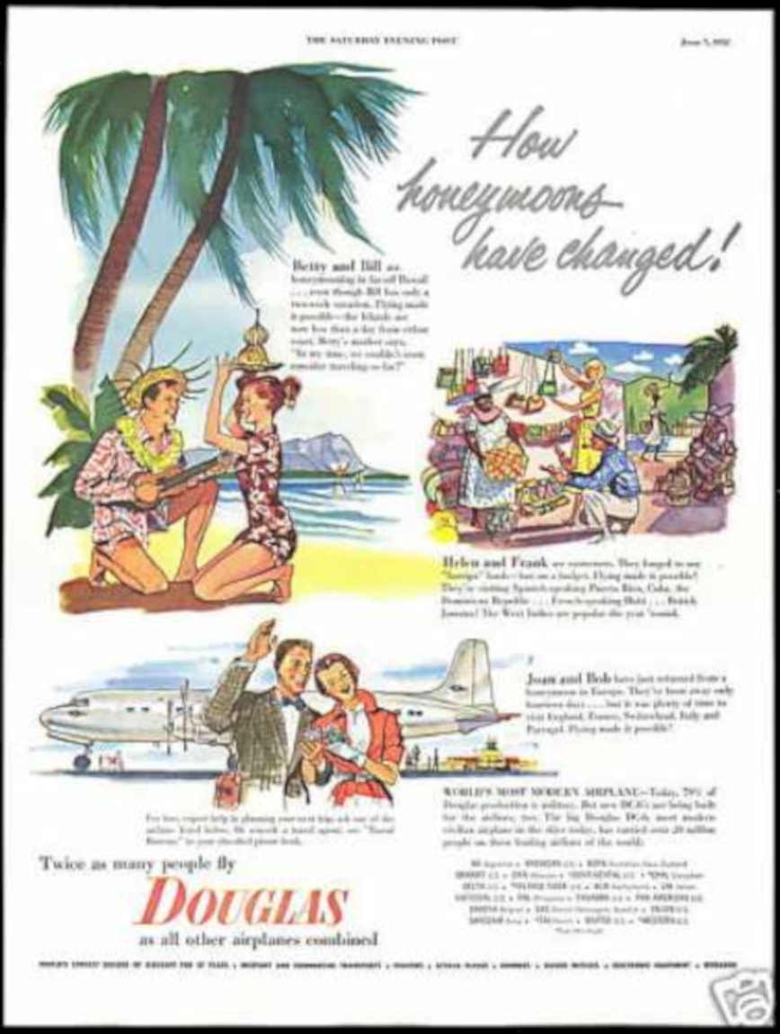 Honeymoon Dc3 Beach Vintage Retro Advert Ads A4 Photo Print