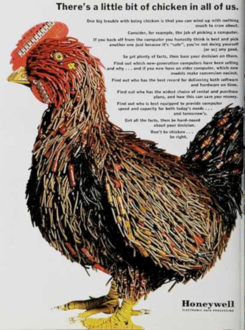 Honeywell Chicken Computer Vintage Retro Advert Ads A4 Photo Print