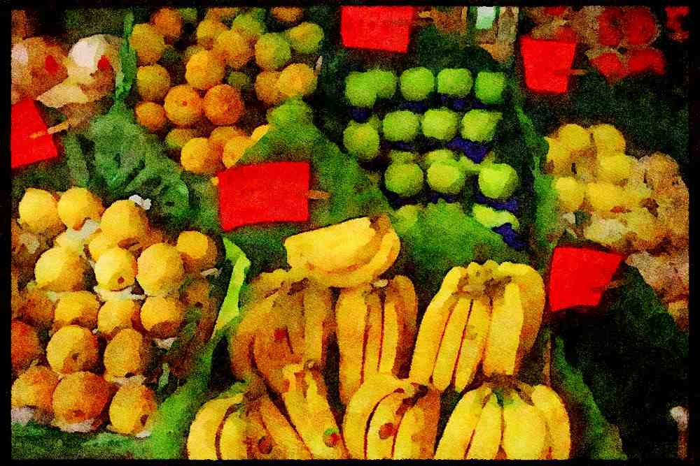 Hong Kong 279007 Fresh Fruit Stall A4 Limited Edition Watercolour Print