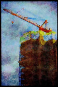 Hong Kong 279027 Bamboo And Modern Crane Construction A4 Limited Edition Watercolour Print