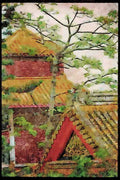Hong Kong 279039 Temple Roof Tops A4 Limited Edition Watercolour Print