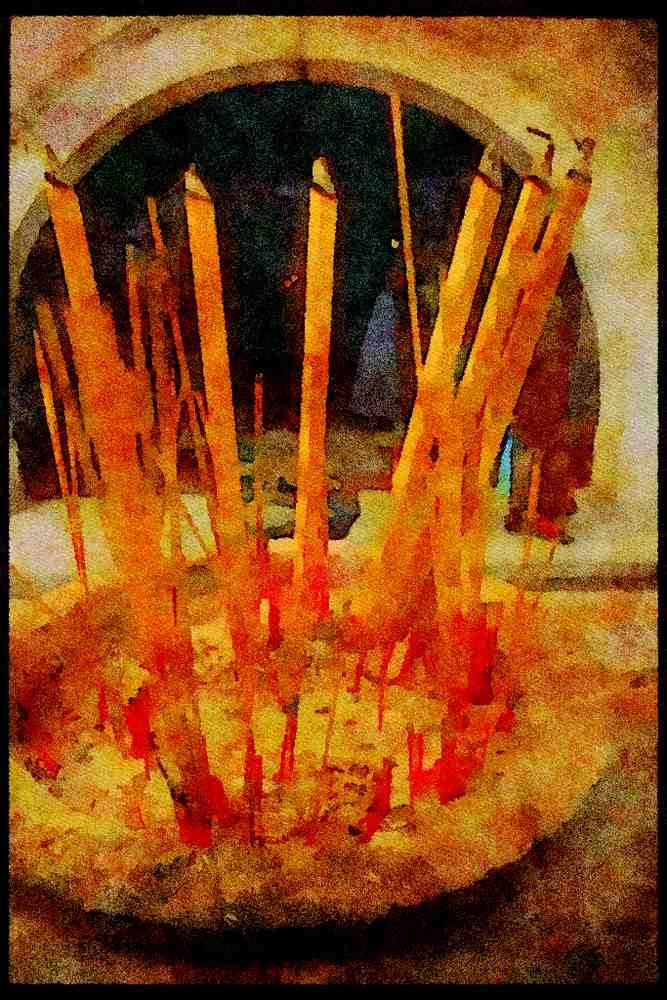 Hong Kong 279041 Incense Sticks A4 Limited Edition Watercolour Print