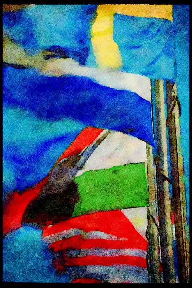Hong Kong 279043 International Flags A4 Limited Edition Watercolour Print