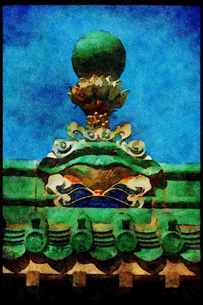 Hong Kong 279052 Detail, Ceramic Architecture A4 Limited Edition Watercolour Print