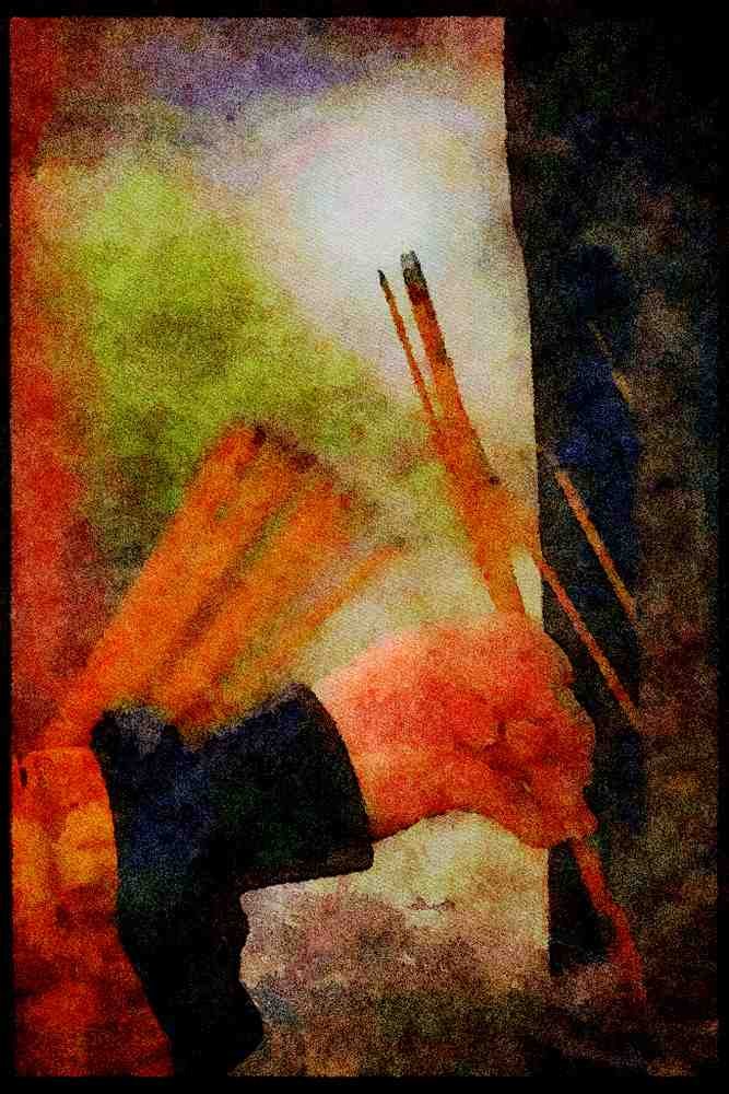 Hong Kong 279059 Burning Incense A4 Limited Edition Watercolour Print