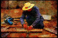 Hong Kong 279064 Man On Construction Site A4 Limited Edition Watercolour Print