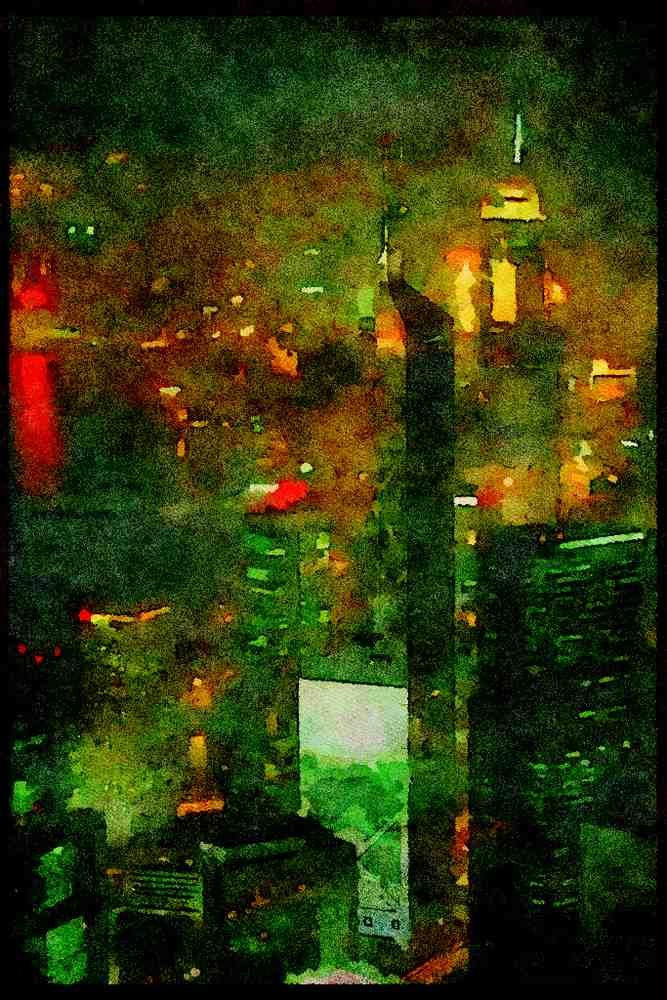 Hong Kong 279077 Night View From Victoria Peak A4 Limited Edition Watercolour Print