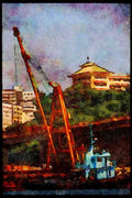 Hong Kong 279079 Harbour Front Construction A4 Limited Edition Watercolour Print
