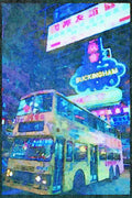 Hong Kong 279081 Night Time, Nathan Street, Kowloon A4 Limited Edition Watercolour Print