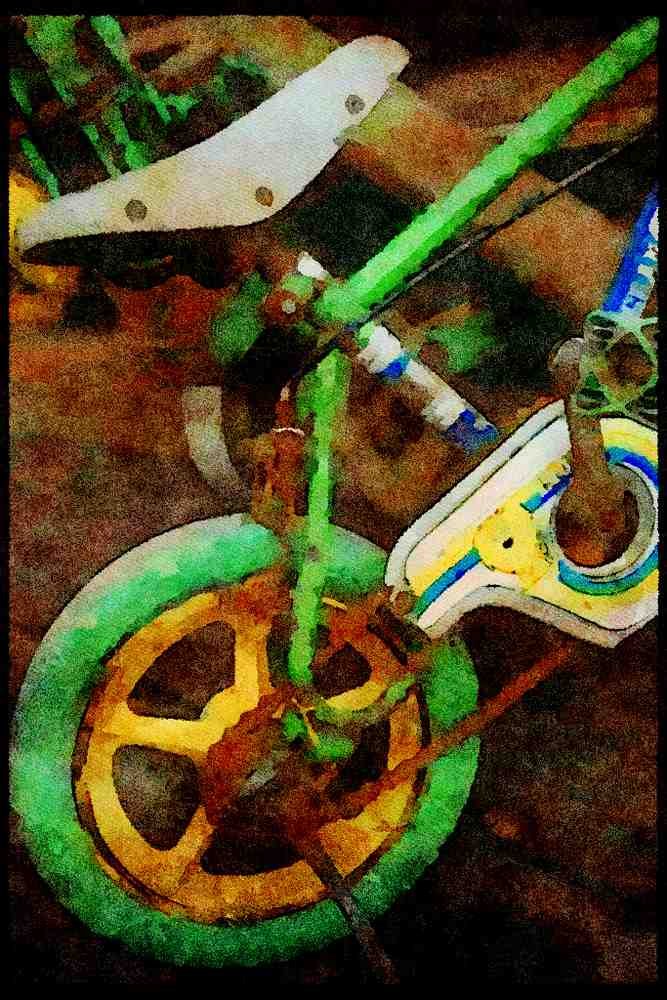 Hong Kong 279096 Child's Bike At Rest A4 Limited Edition Watercolour Print