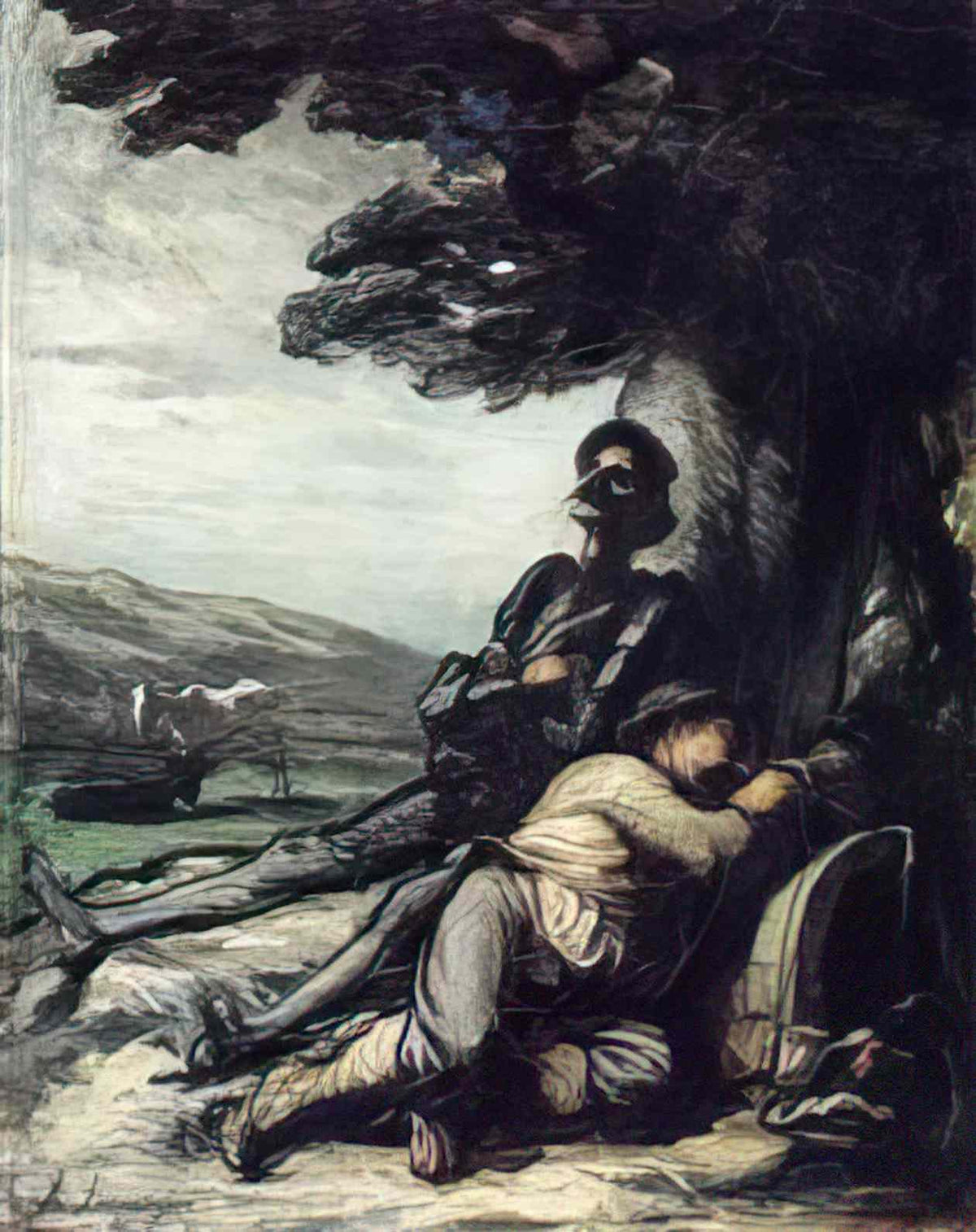 Honore Daumier don quixote and sancho pansa having a rest under a tre Art A4 Photo Print
