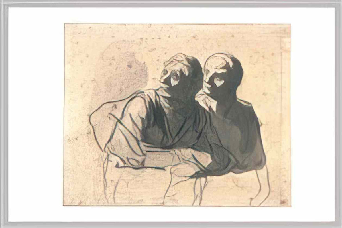 Honore Daumier two men looking at mid body to the left Art A4 Photo Print