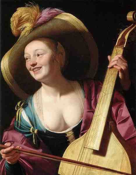 Honthorst Gerrit Van A Young Woman Playing A Viola Da Gamba 5 A4 Photo Print