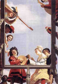Honthorst Gerrit Van Musical Group On A Balcony 5 A4 Photo Print