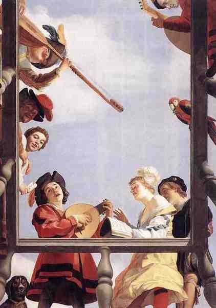 Honthorst Gerrit Van Musical Group On A Balcony 5 A4 Photo Print
