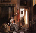 Hooch Pieter De Mother Lacing Her Bodice Beside Cradle A4 Photo Print