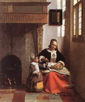 Hooch Pieter De Woman Peeling Apples A4 Photo Print