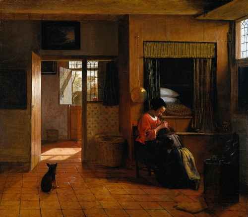Hooch Pieter de Interior with a Mother delousing her childs hair A4 Photo Print