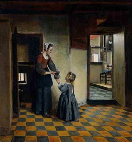 Hooch Pieter de Woman with a Child in a Pantry A4 Photo Print