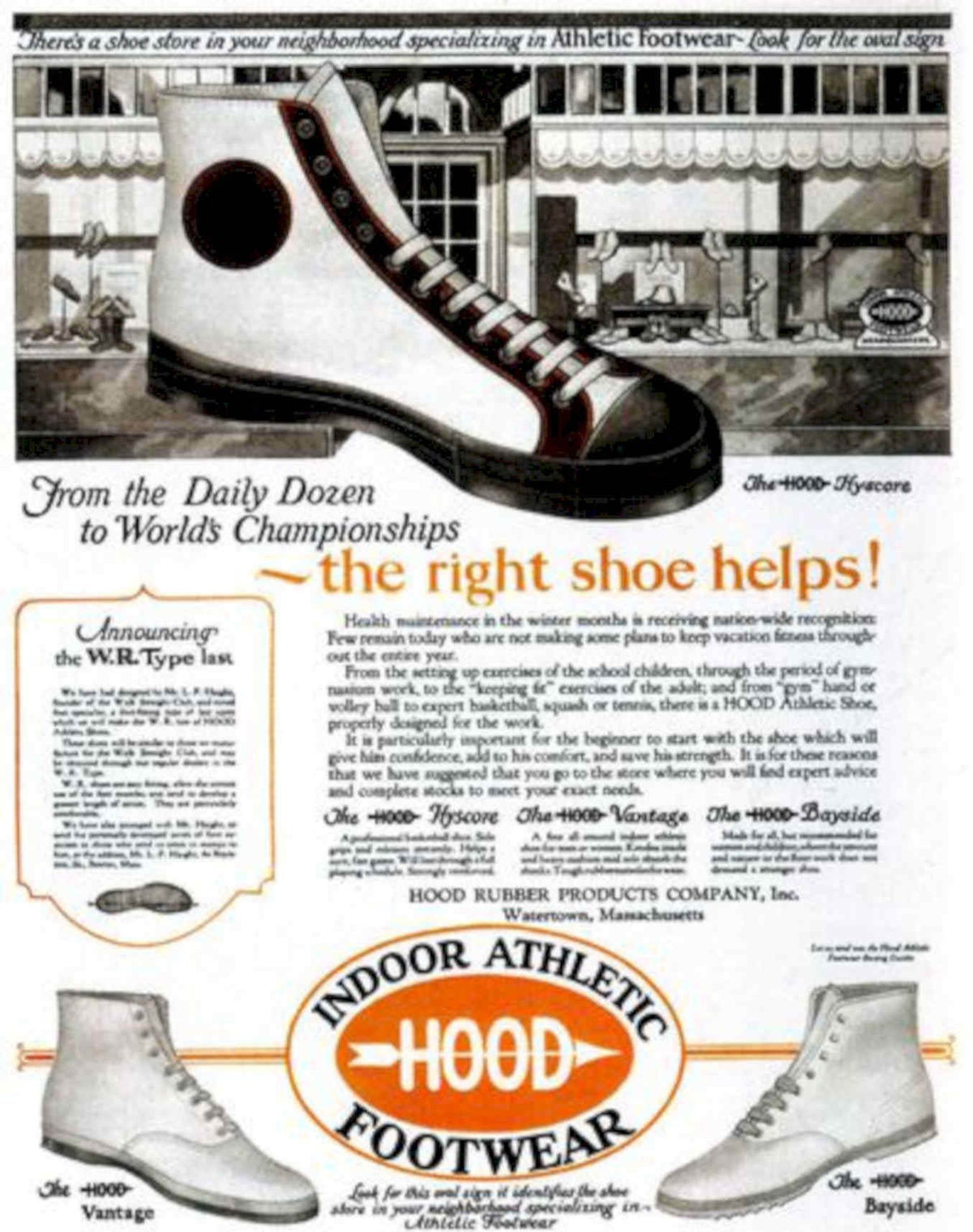 Hood Athletic Shoes Vintage Retro Advert Poster A4 Photo Print