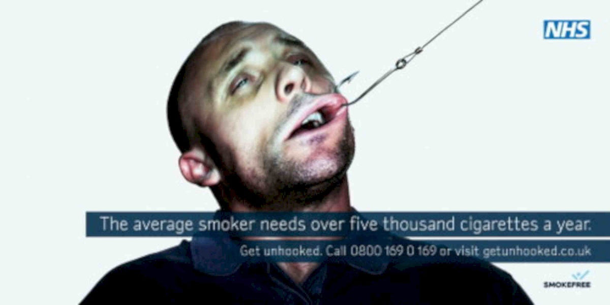 Hooked Man Smoking Vintage Retro Advert Poster A4 Photo Print