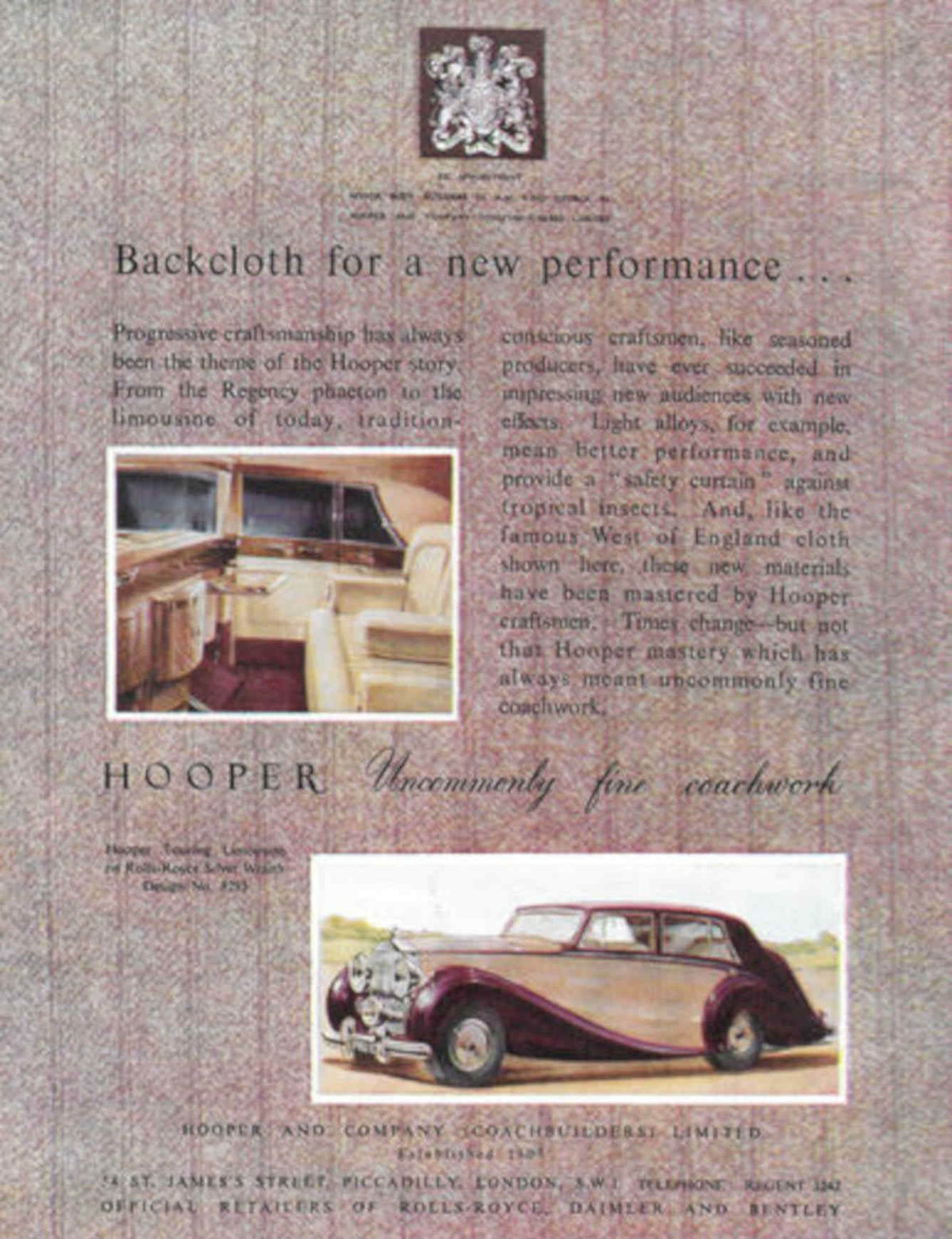 Hooper Phaeton Limousine Vintage Retro Advert Poster A4 Photo Print