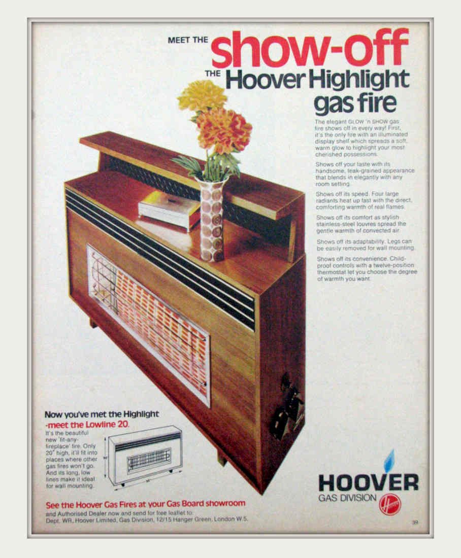 Hoover Gas Fire Vintage Retro Advert Poster A4 Photo Print