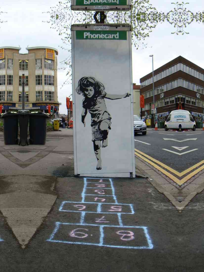 Hop Skip Jump Girl Phonebox A4 Photo Print