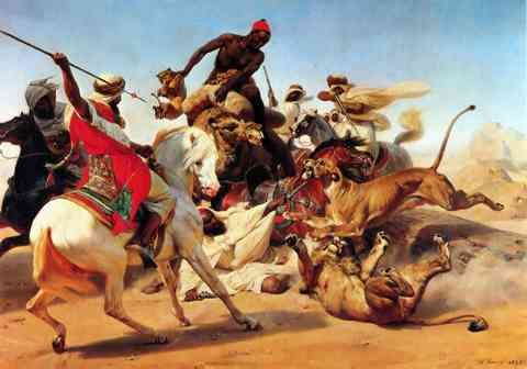 Horace Vernet The Lion Hunt A4 Photo Print