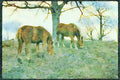 Horse 197020 Palominos A4 Limited Edition Watercolour Print