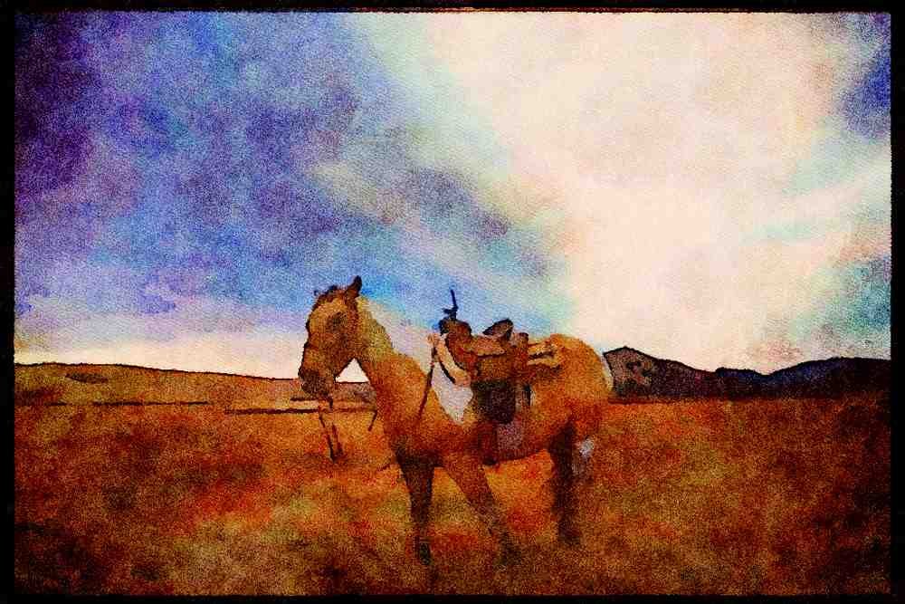 Horse 197092 Cow pony A4 Limited Edition Watercolour Print