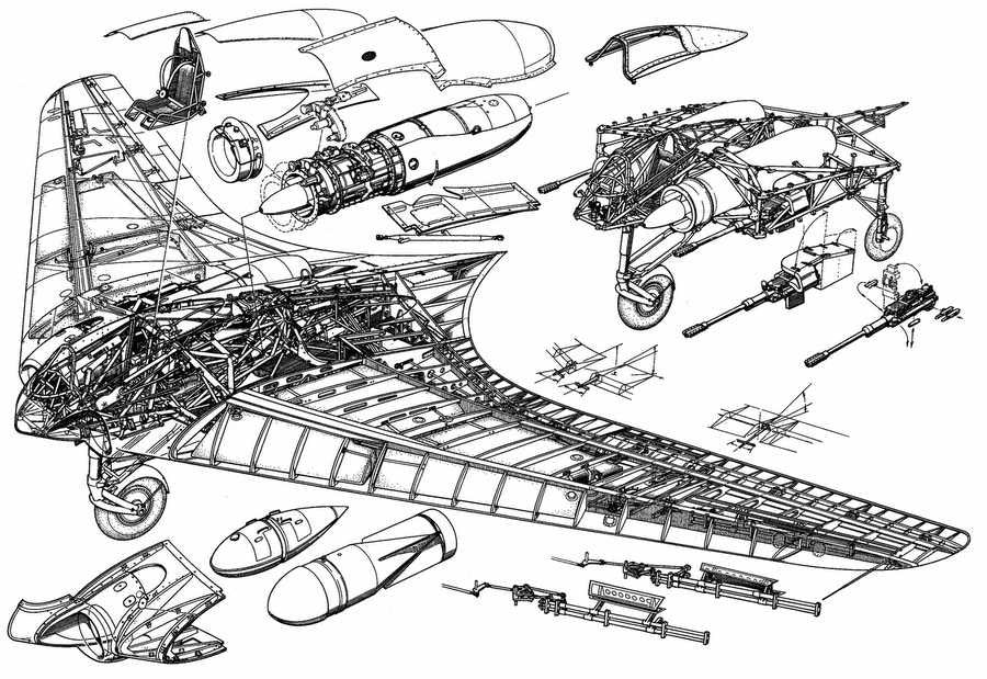 Horten Ho 229 cutaway A4 Photo Print