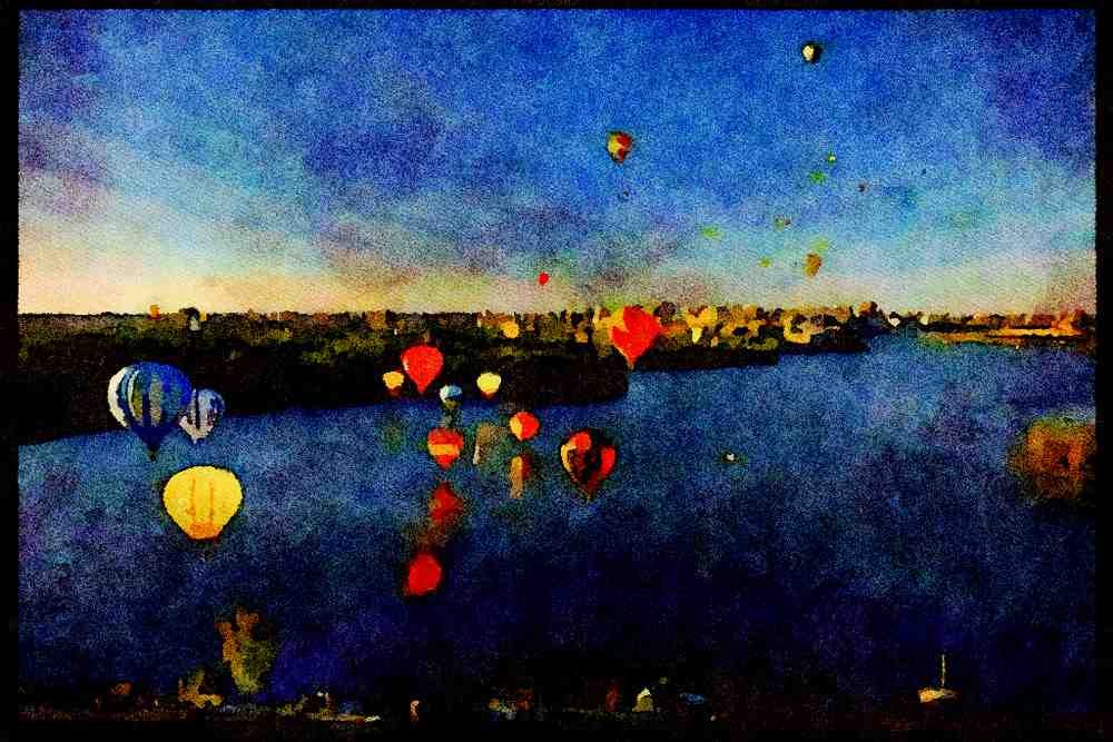 Hot Air Balloons 329011 Balloons Over The Ottawa River, Ottawa A4 Limited Edition Watercolour Print