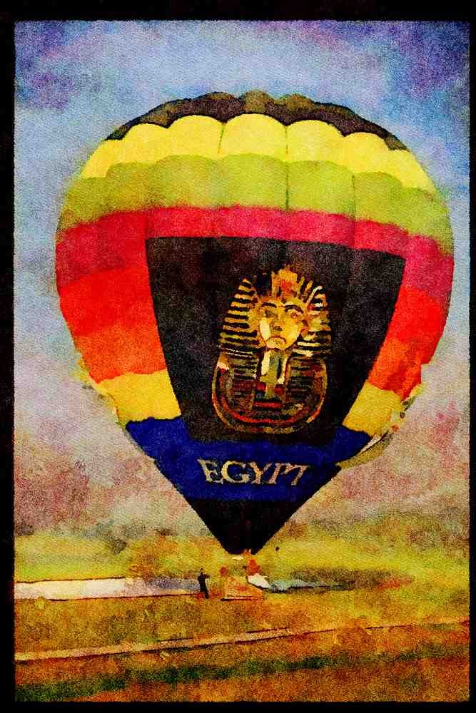 Hot Air Balloons 329019 Balloon Tethered In Cairo A4 Limited Edition Watercolour Print