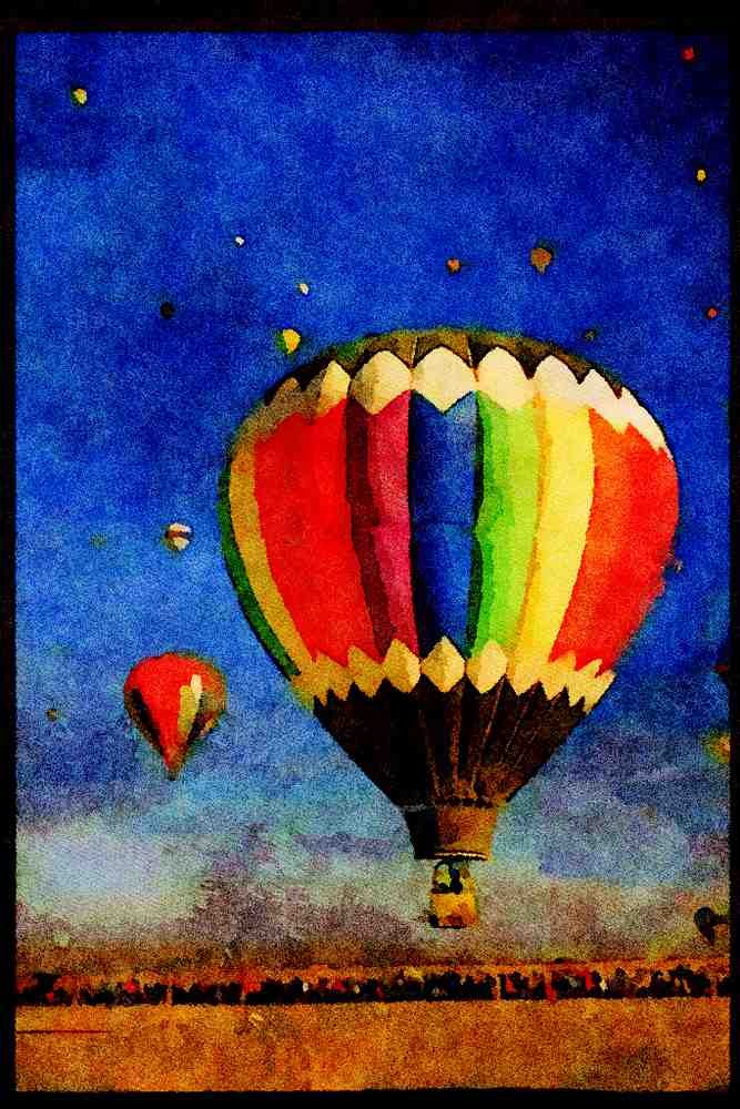 Hot Air Balloons 329031 Balloon, Approaching For Landing, Albuquerque A4 Limited Edition Watercolour Print