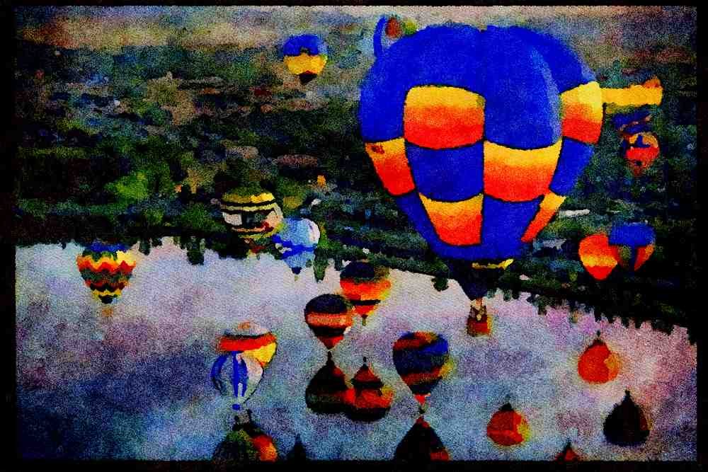 Hot Air Balloons 329033 Balloons Over The Richelieu River, Quebec A4 Limited Edition Watercolour Print