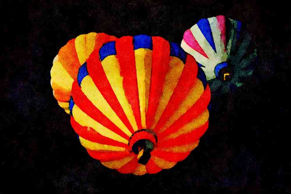 Hot Air Balloons 329044 Balloons Against Black, Albuquerque A4 Limited Edition Watercolour Print