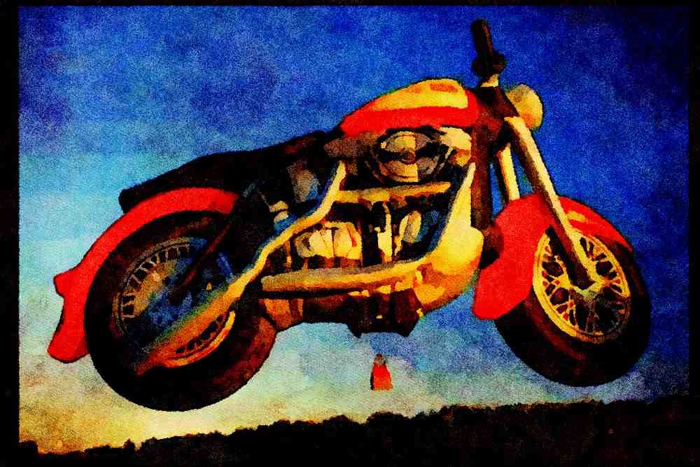 Hot Air Balloons 329051 Harley Davidson Motorcycle A4 Limited Edition Watercolour Print