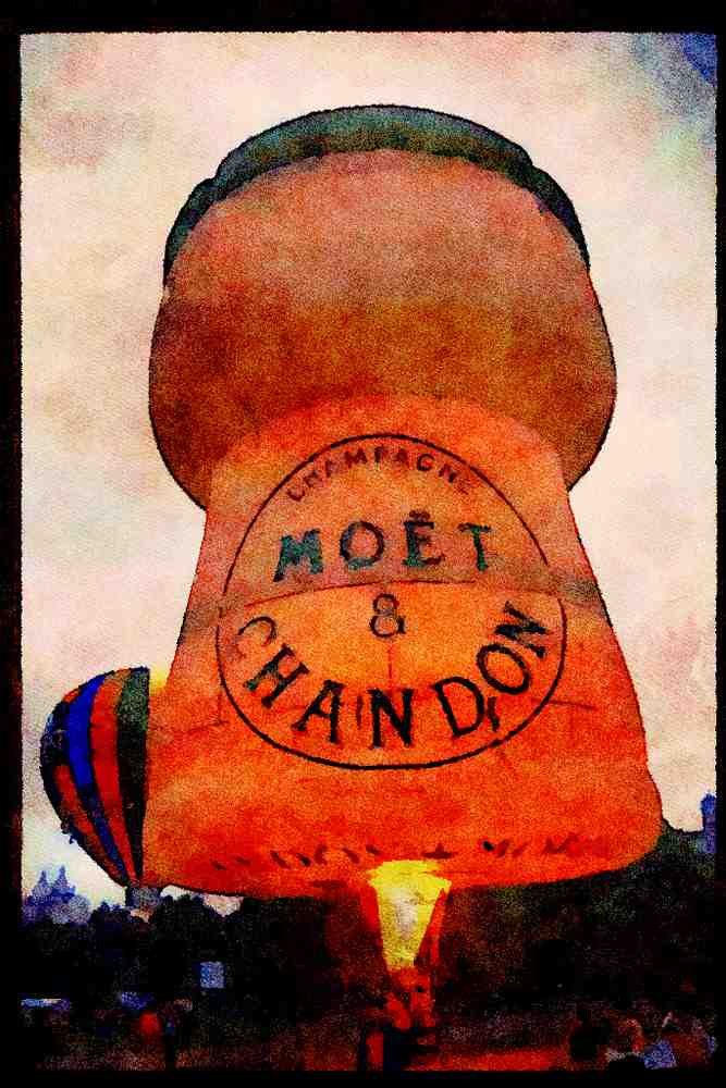 Hot Air Balloons 329061 Moet And Chandon Champagne Cork A4 Limited Edition Watercolour Print