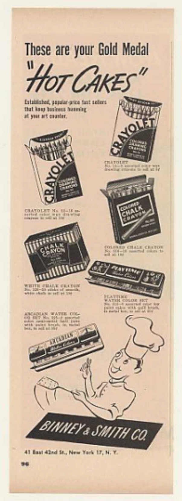 Hot Cakes Crayons Vintage Retro Advert Ads A4 Photo Print