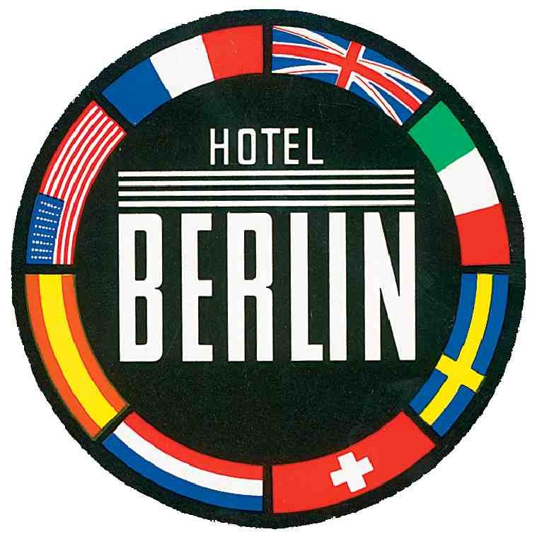 Hotel Berlin Luggage Label Vintage A4 Photo Print
