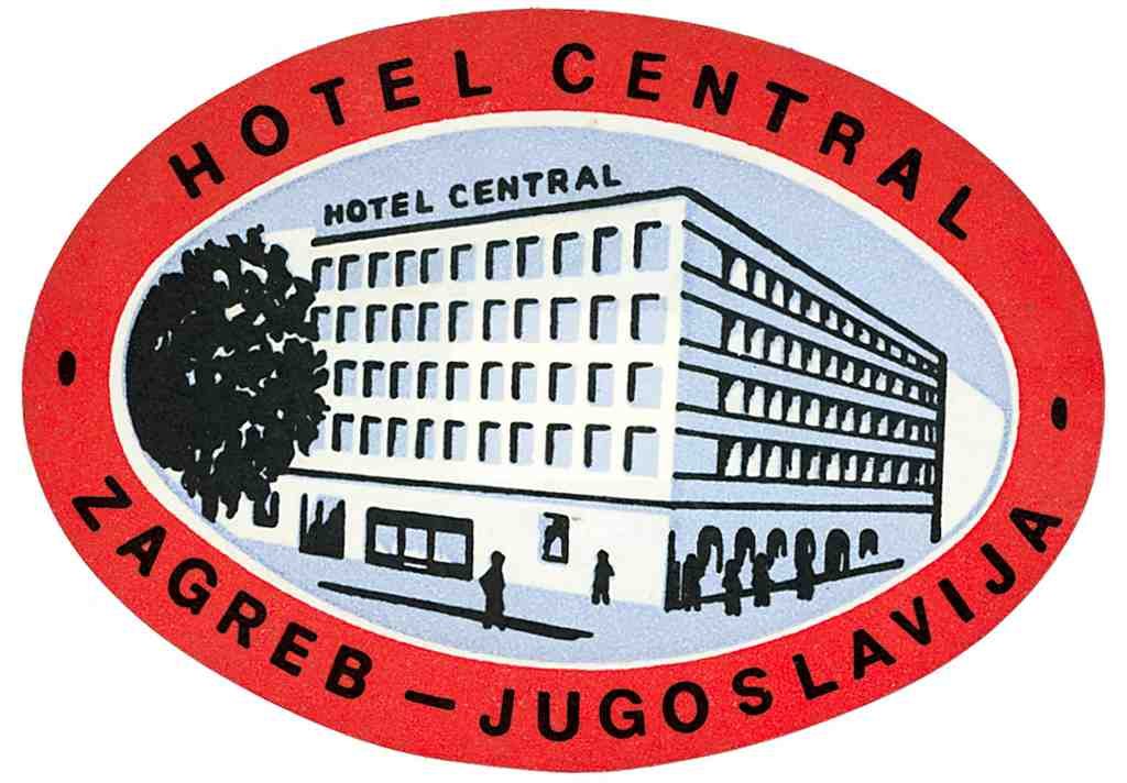 Hotel Central Luggage Label Vintage A4 Photo Print
