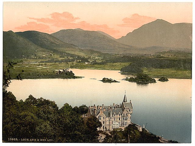 Hotel and Ben Lui Loch Awe Vintage A4 Photo Print