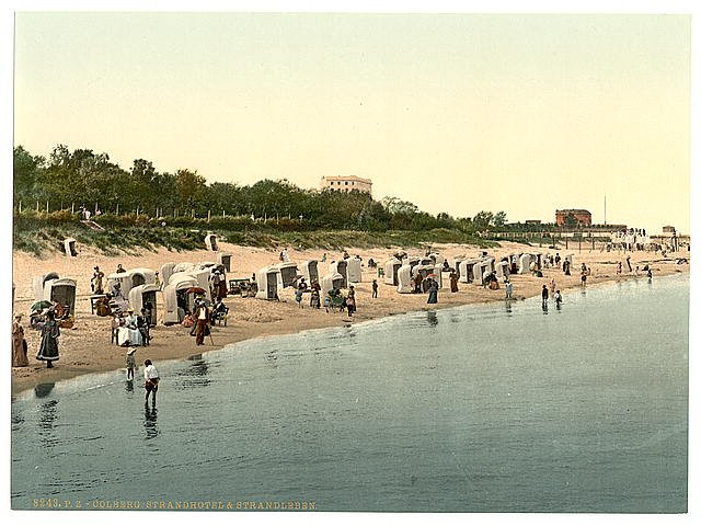 Hotel and beach Colberg Pommeraina Vintage A4 Photo Print