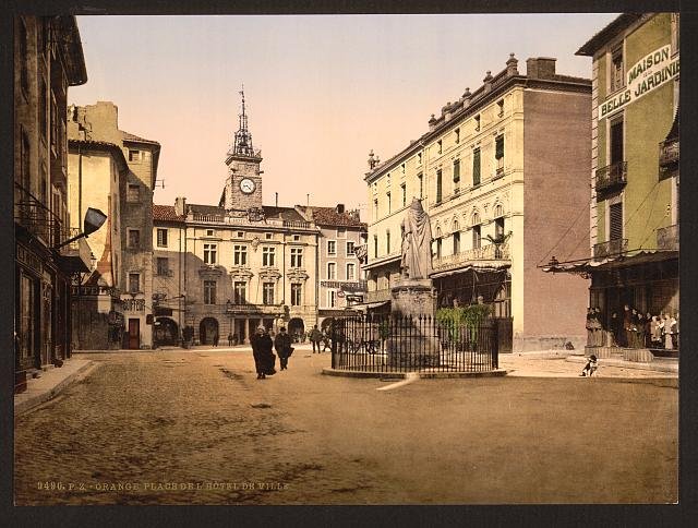 Hotel de ville place Orange Provence Vintage A4 Photo Print
