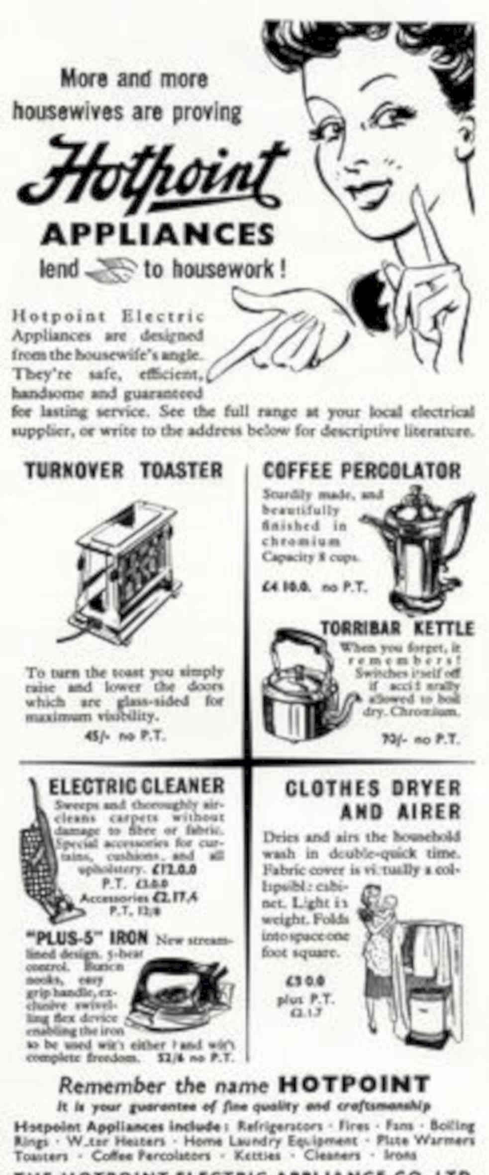 Hotpoint Appliances 1950s Vintage Retro Advert Poster A4 Photo Print