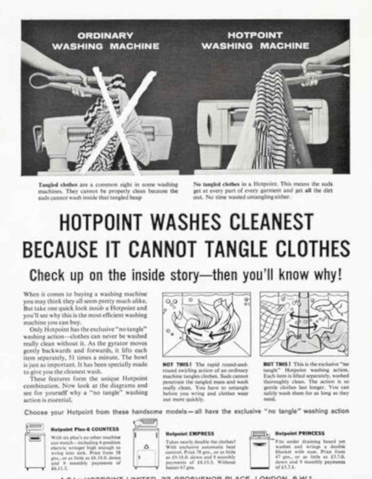 Hotpoint Washing Machine Vintage Retro Advert Poster A4 Photo Print