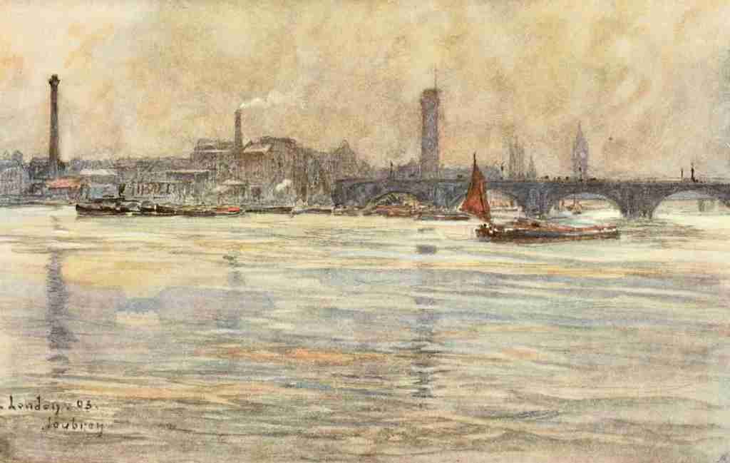 Houbron Frederic Anatole 1851 1908 The Studio 1904 The Thames London Vintage A4 Photo Print
