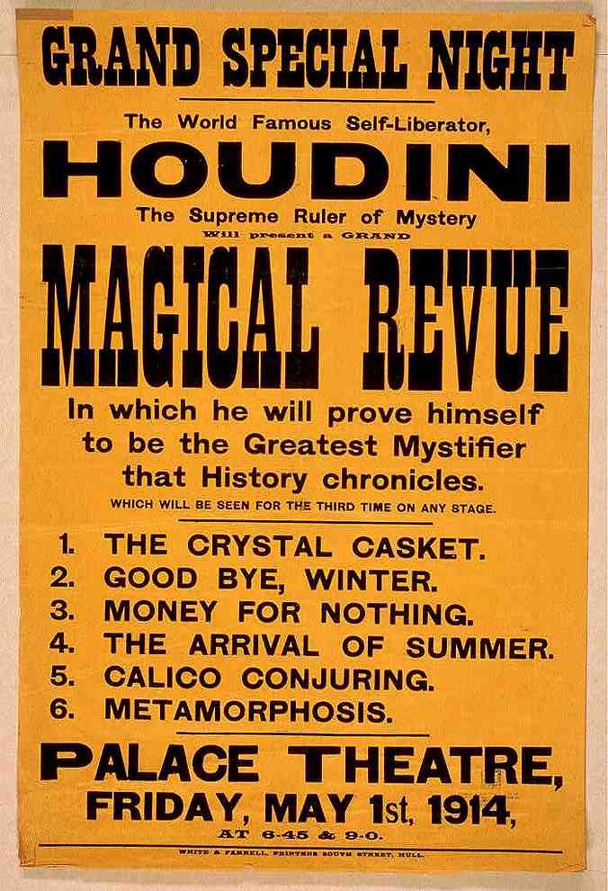 Houdini 2 Magic Magician Vintage A4 Photo Print